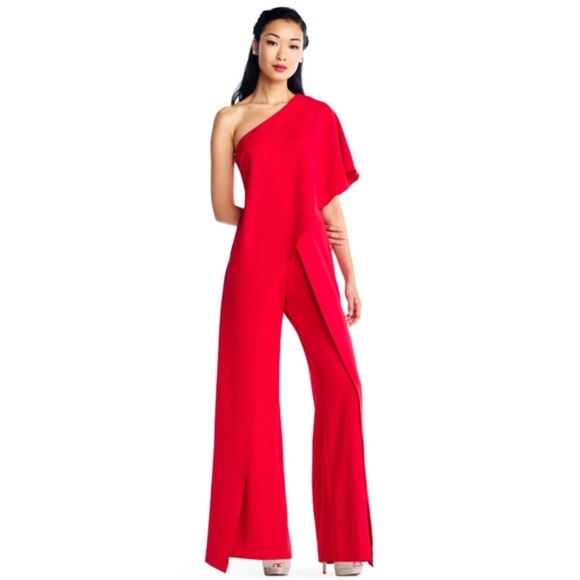 ADRIANNA PAPELL Flutter One Shoulder Jumpsuit 12 - Picture 10 of 10
